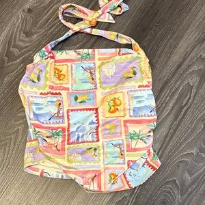 SHEIN Colorful Halter Top with Tropical Print- size M